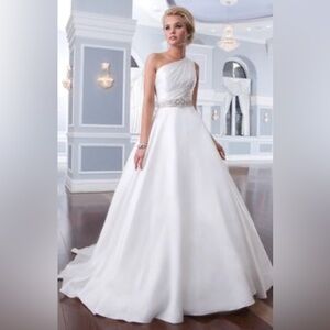 Lillian West One Shoulder Satin Organza Dress